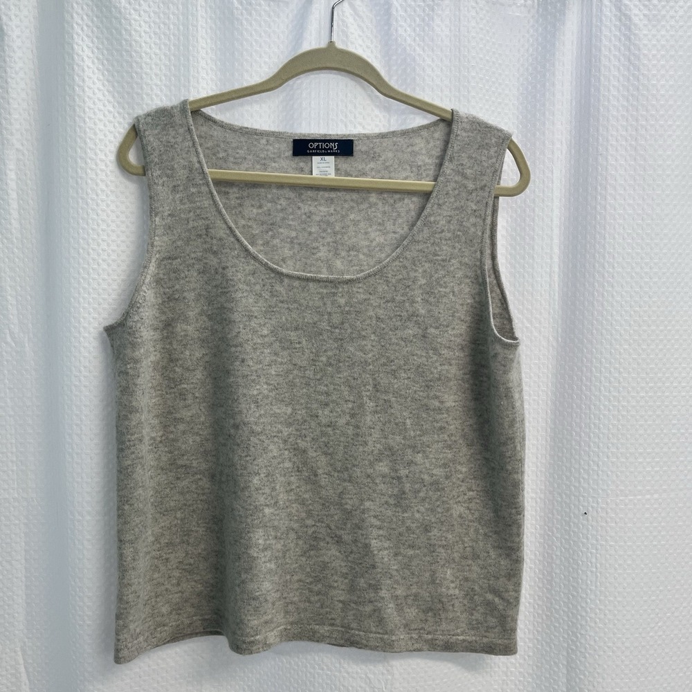 Options Garfield & Marks 100% Cashmere Heathered Gray Tank Top Sweater XL